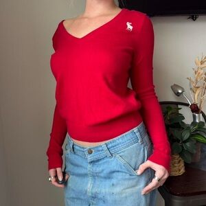 Vintage 2000’s off the shoulder red knit sweater